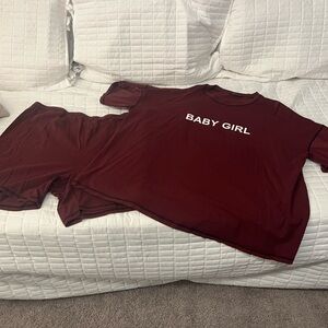 SHEIN Maroon 'Baby Girl' Casual Set